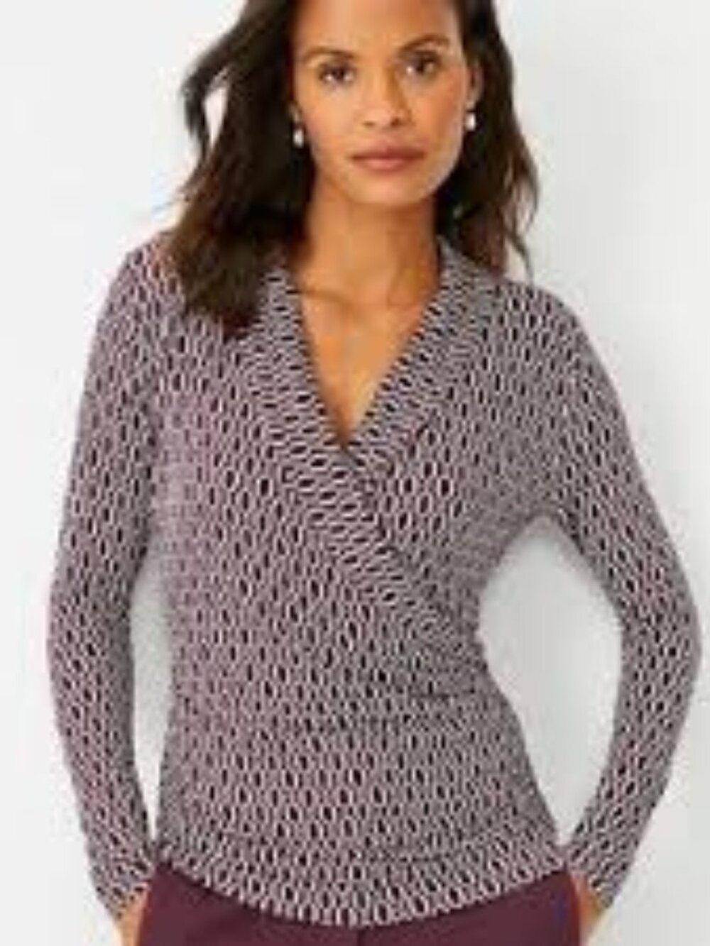 Ann Taylor Chain Print Faux Wrap Top